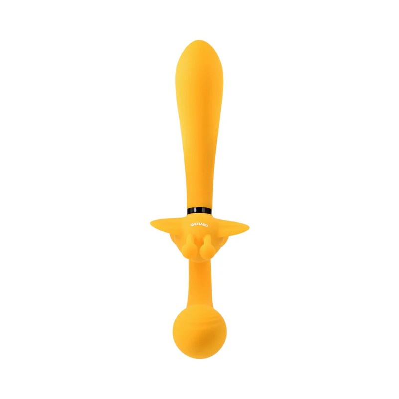 Evolved Novelties The Monarch Triple Shaft Strapless Strap-On Vibrator - Yellow gallery