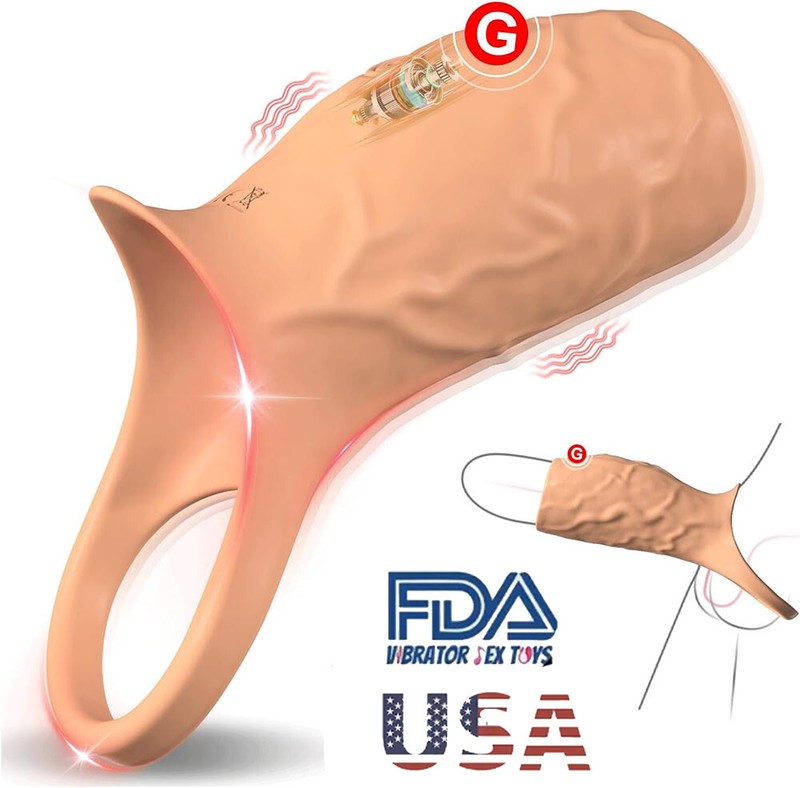 Vibrating Cock Armor Male Penis Extension Sleeve Girth Ring Enhancer Enlarger US gallery