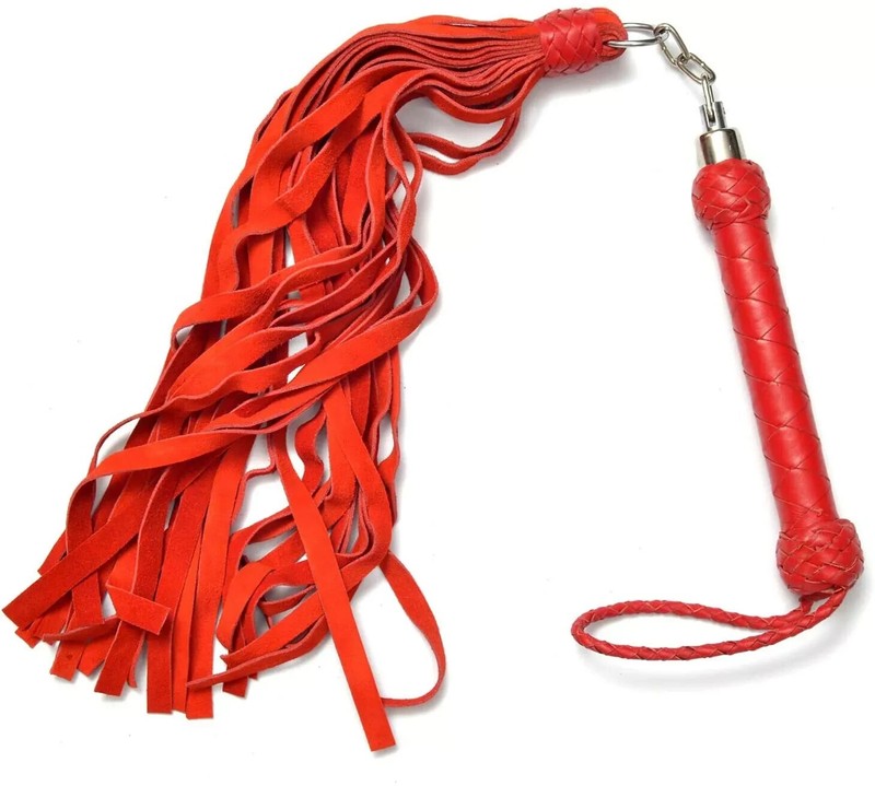 Cow Hide Leather Revolving Flogger Suede Heavy Thick 26 Red Tails