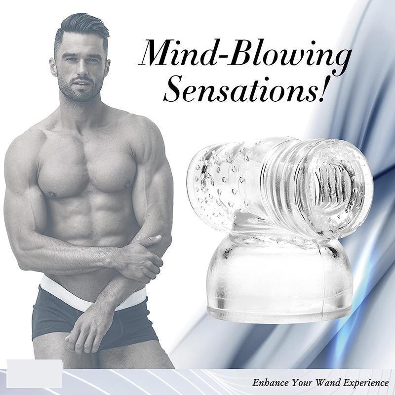 Vibrating Massager Wand Clear TPE Male Masturbator Attachment Tool for Men Women