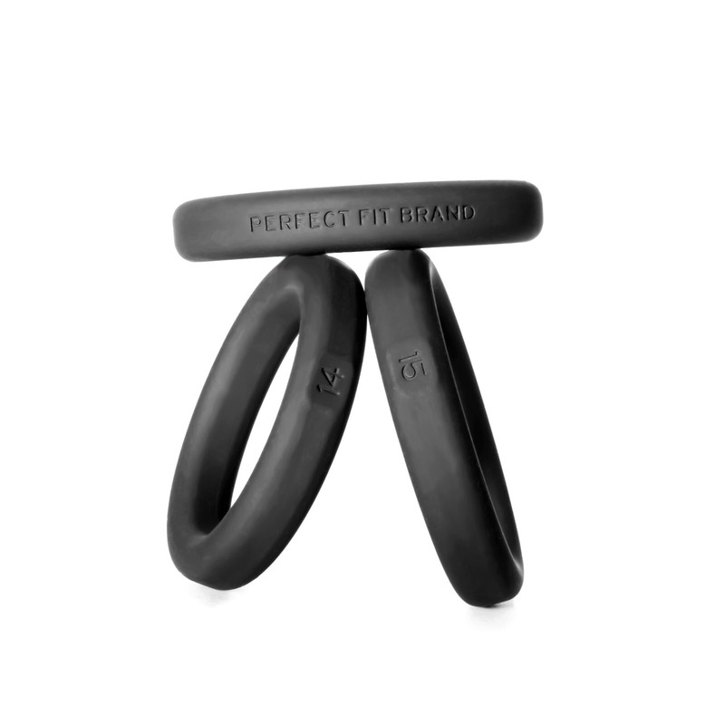 Perfect Fit Xact-Fit 3 Silicone Rings Black - Sizes #14-15-16 - Penis Cock Rings gallery