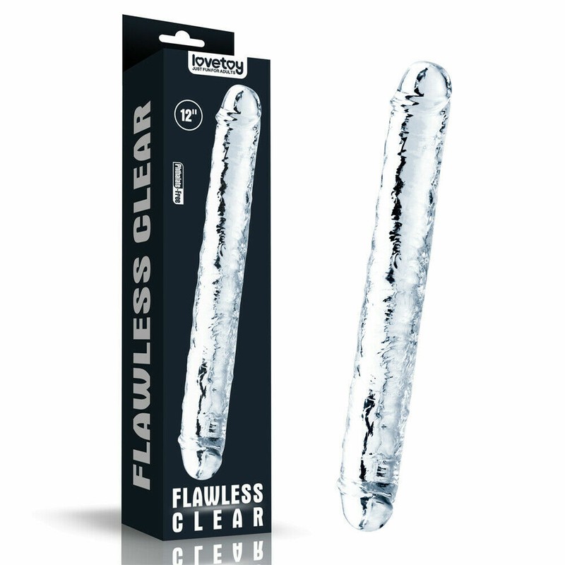 Lovetoy 12" Impecable Transparente Realista Doble Consolador Dong DP Penetraton gallery