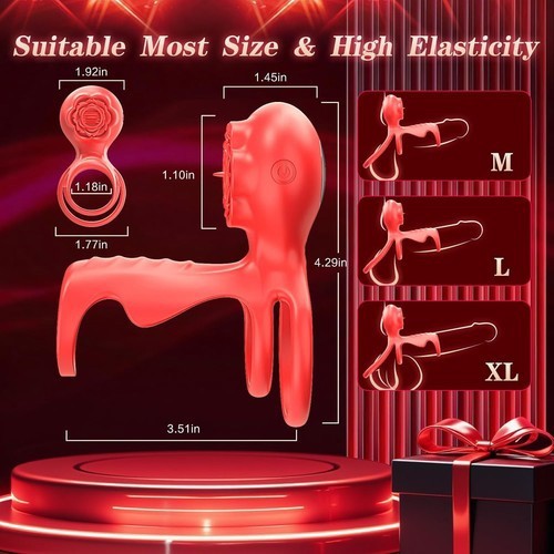 Couple Vibrating Cock Ring with Rose Clitoral Stimulator G Spot Vibrator Sex Toy gallery
