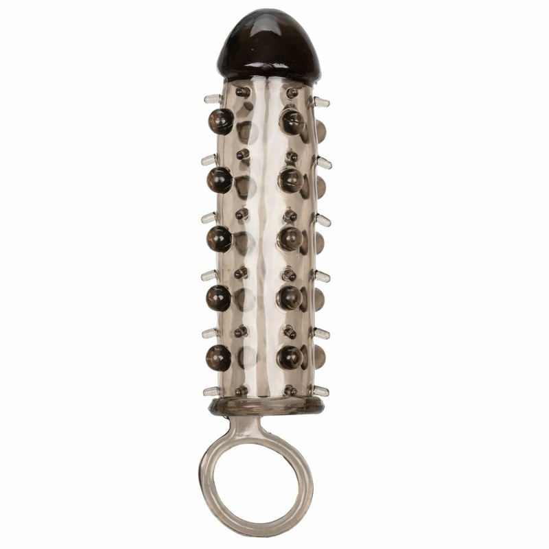 Penis Sleeve Stud Extender w/ Support Ring Grey Male Extension Enhancer Sheath