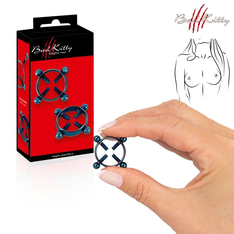 Bad Kitty Breast Jewelry 2 Metal Blue Moon Clamps Sex Toy Nipple Jewellery