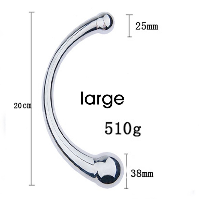 Double Ended 304Stainless Steel G Spot Wand Massage Penis P-Spot Anal Plug Dildo