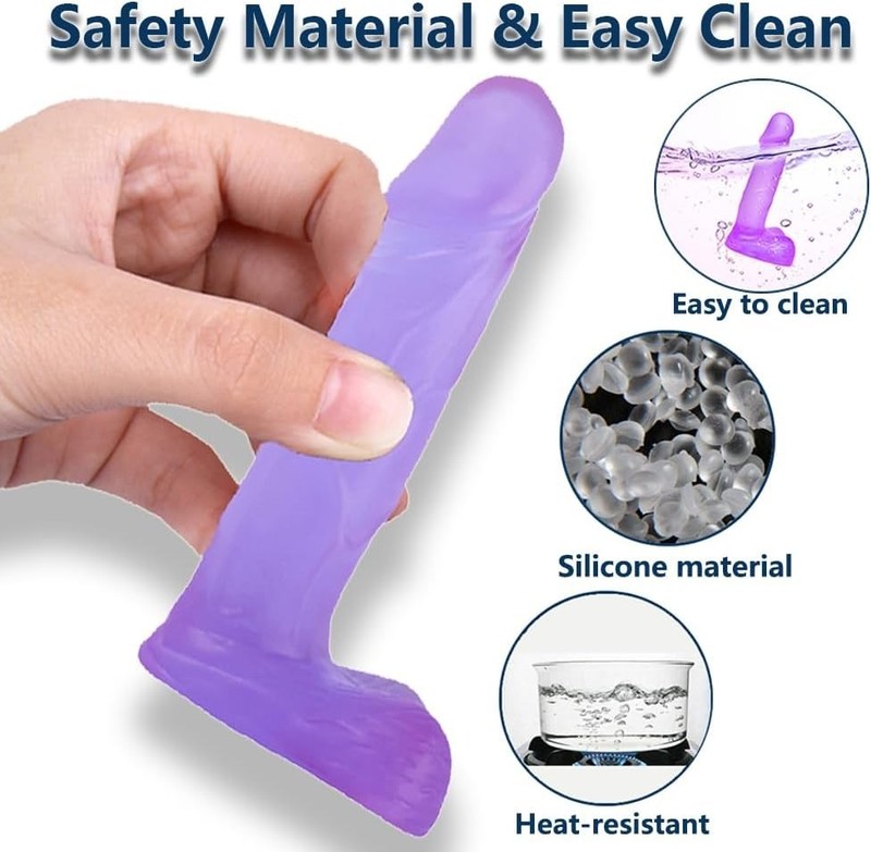 Versatile 4 Inch Purple Dildo Waterproof Anal Toy Soft Silicone for Couples gallery