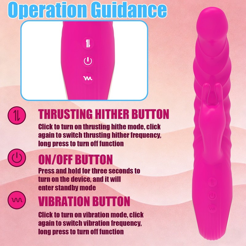 Thrusting Rotating Rabbit Vibrator Dildo G Spot Clit Massager Sex Toys for Women gallery
