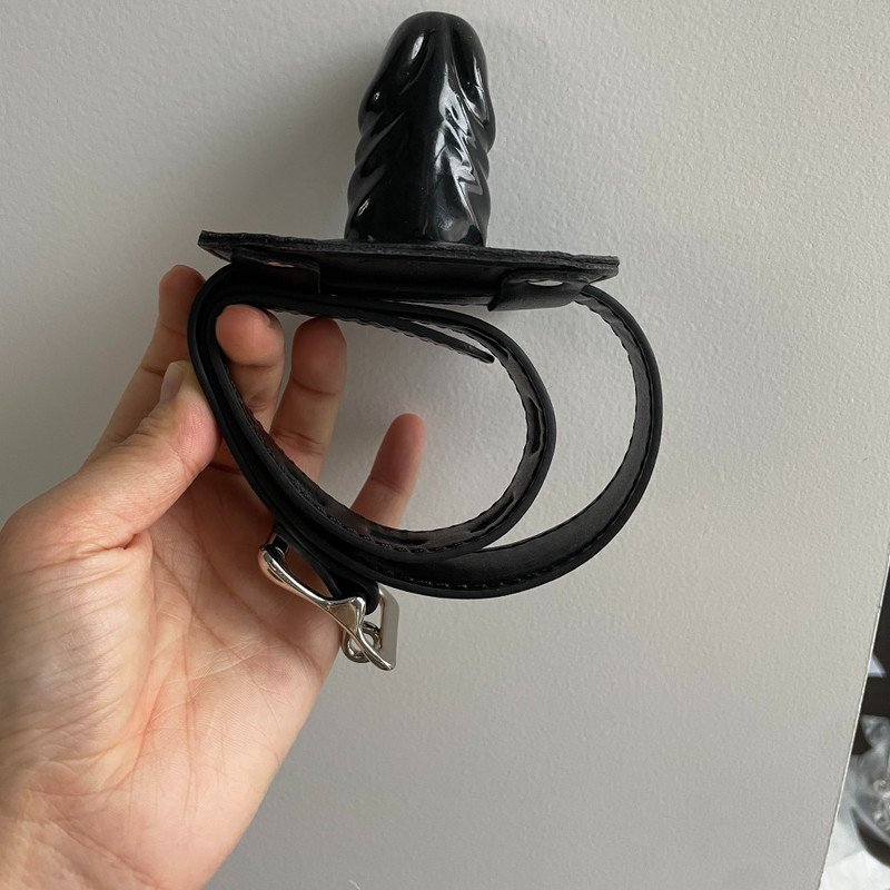 Mouth Gag with Short Dildo Penis Oral Open Mouth Belt Plug Fetish Black Sex Toys gallery
