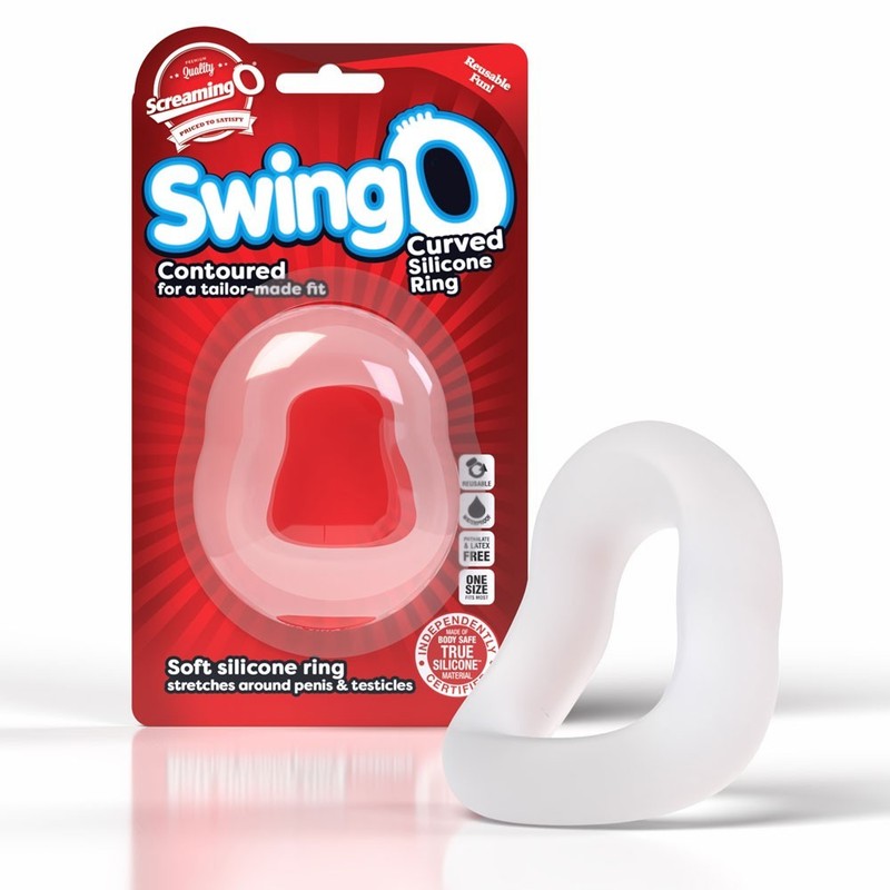 Screaming O Swingo Curve Clear – Soft Silicone Penis Cock Testicle Ring
