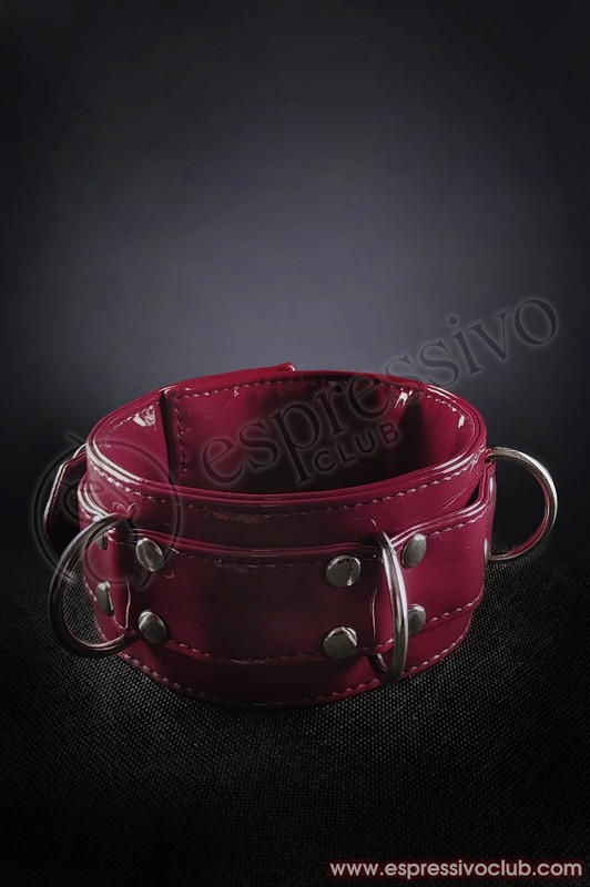 Shiny BDSM Collar, PVC Burgundy Neck Collar, Luxury Bondage Choker, Slave Collar