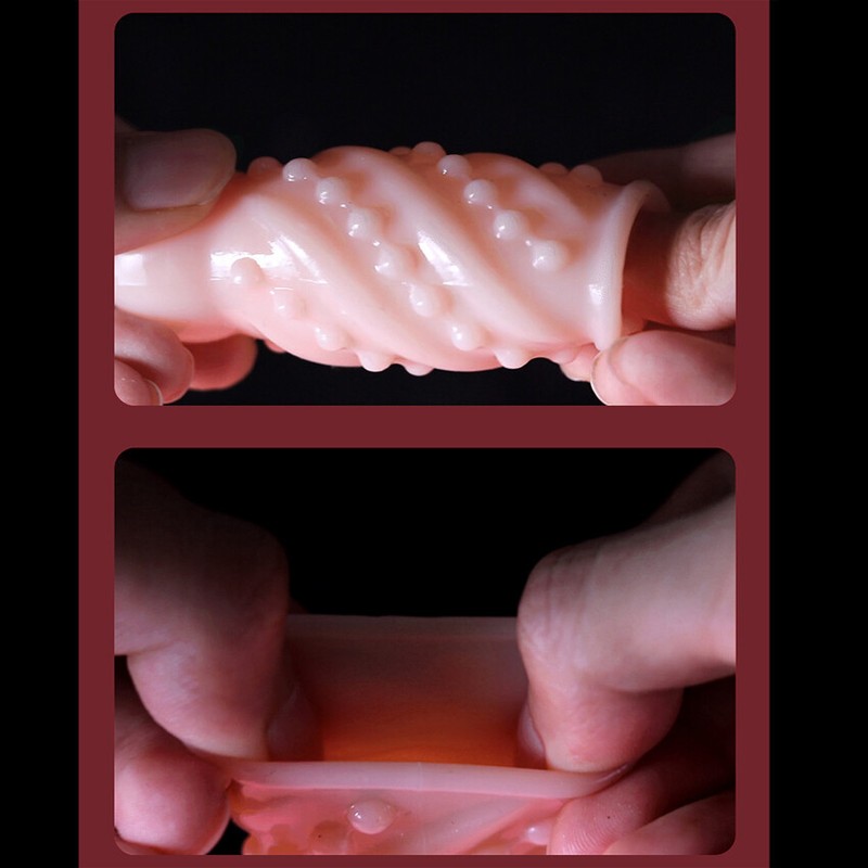 Silicone Reusable Condom Male Glans Penis Sleeve Delay Ejaculation Girth Enhance gallery