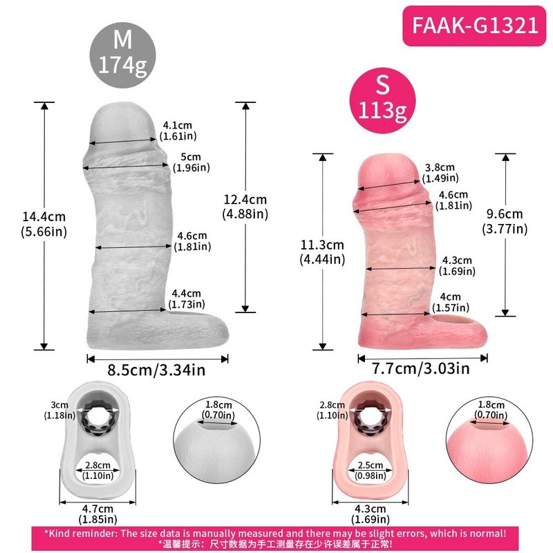 Reusable Thick Penis Extender Sleeve Extension Big Male Girth Enhancer Enlarger