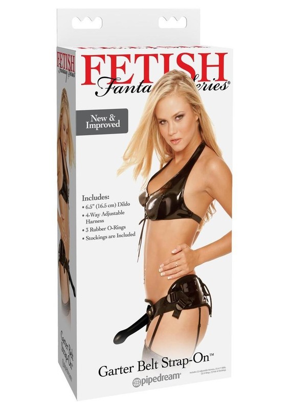 Fetish Fantasy Series Garter Belt Strap On Set 5.5in – Black