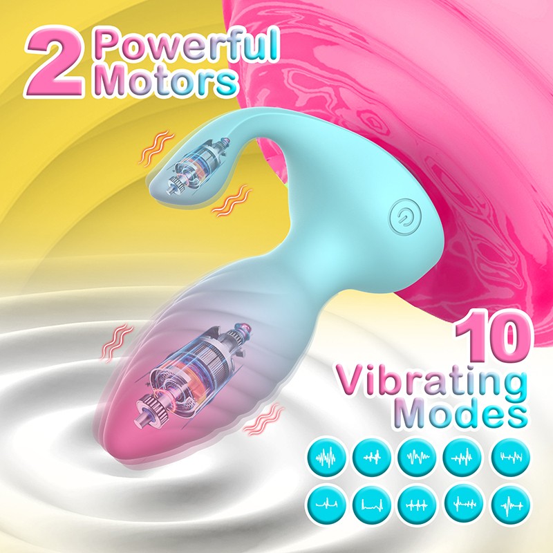 Dual Motors Anal Plug Vibrator for Women Men 10 Modes G-spot Clitoral Stimulator gallery