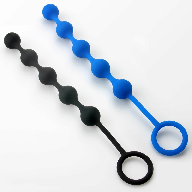 LeLuv Smooth Silicone Row of 5 Anal Beads with Handle