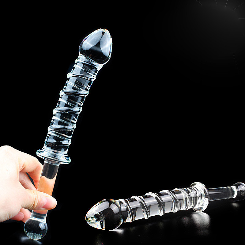 Crystal Clear Glass Dildo G-spot Massager Wand Stimulator Sex Toy Anal Butt Plug
