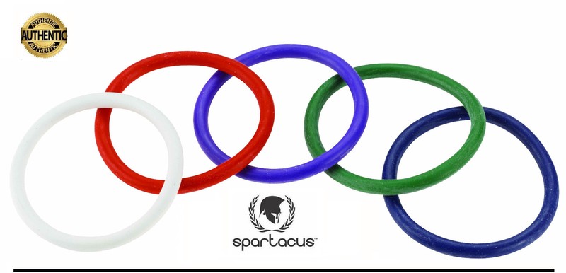 Spartacus Rubber RAINBOW Cock Rings 2&Prime; 5pc NITRILE Set Penis Erection Enhancer