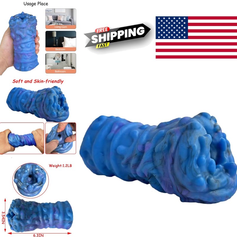 Realistic Monster Male Masturbator 6.3 Inch Blue Alien TPE Soft Material