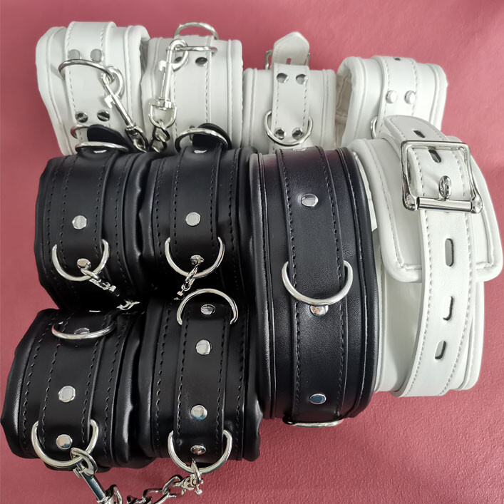 PU Leather Handcuffs&Ankle Cuffs&Collar Restraint Kit Set Bondage BDSM Sex Toy gallery