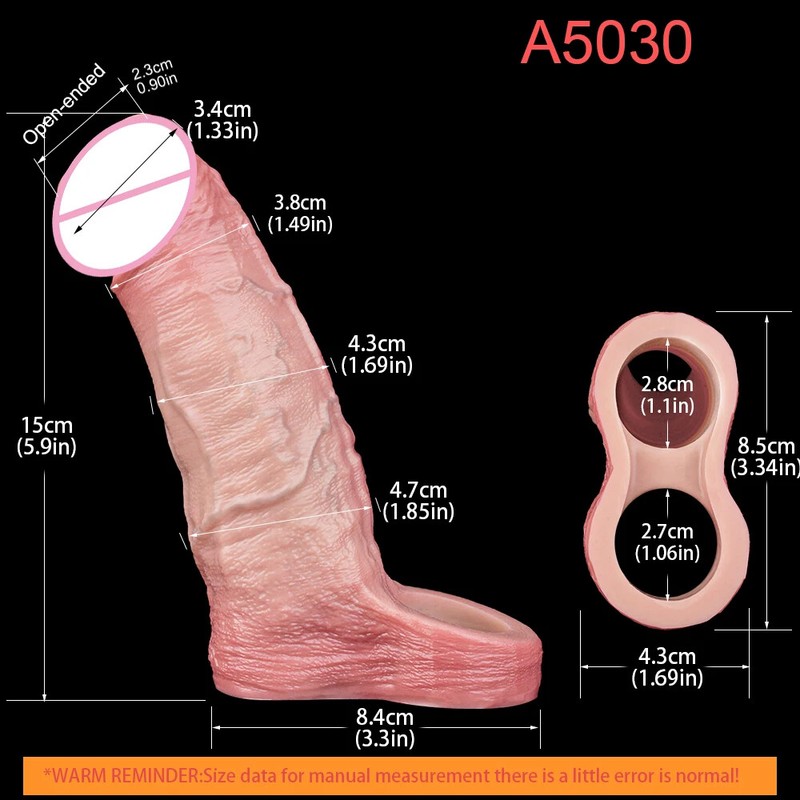 4 Styles Inner Thread Open Head Male Dick Sheath Realistic Hollow Dildo Sex Toys