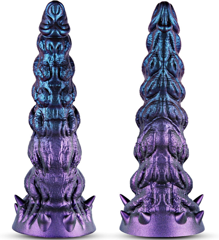 7.3&Prime; Small Beginner Ribbed Dildo, Fantasy Anal Silicone Dildo,Alien Cute Tapered