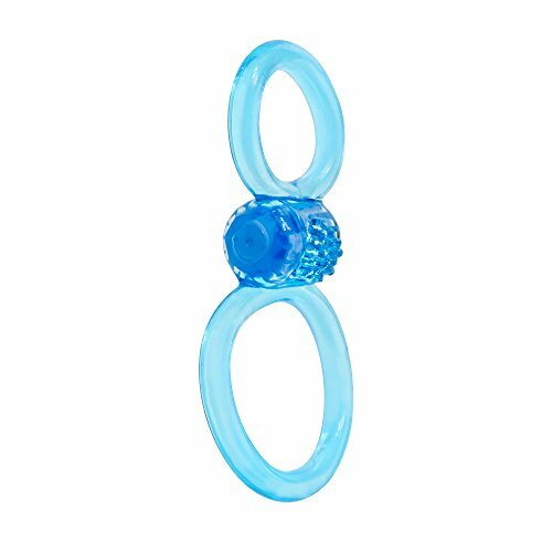 Ofinity Plus Super Stretchy Vibrating Double Silicone Cockring Waterproof Blue gallery