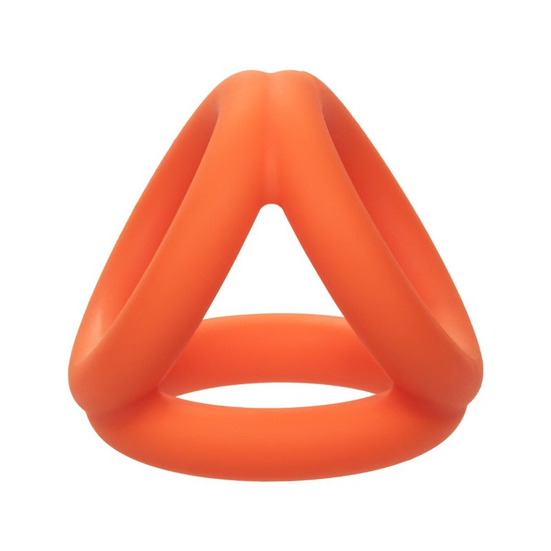 Ultra Soft Liquid Silicone Tri-Ring Penis Cock Ball Ring Male Enhancer Orange gallery