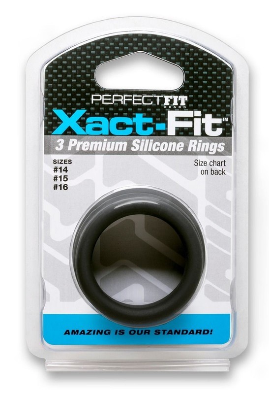 Perfect Fit Xact Fit Silicone Rings #14 #15 #16 Black, New
