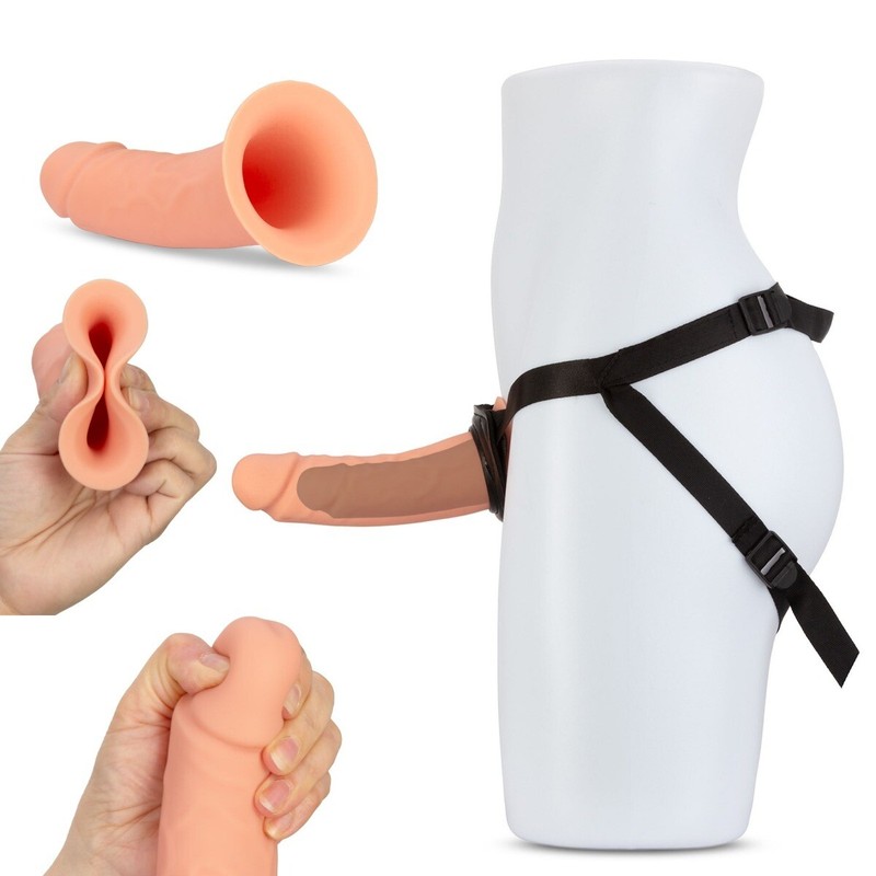 Silicone Realistic 6&Prime; Male Hollow Strap-on Harness Dildo Penis Cock Extension