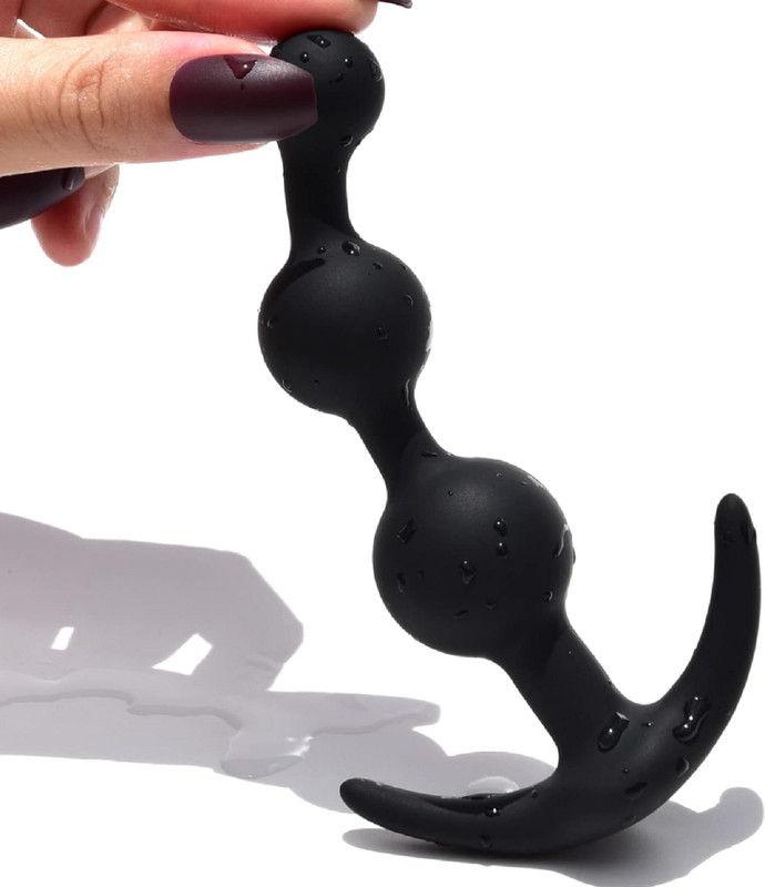 1PCS Anal Beads Butt Plug Prostate Massager Sex Toy love Toy for Men Women Black gallery