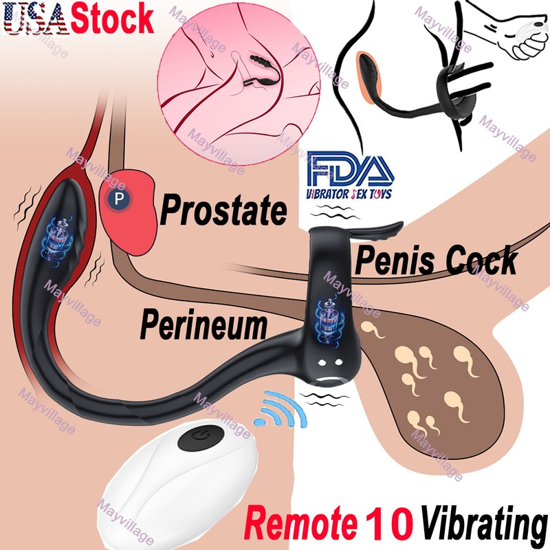Adjustable Vibrating Prostate Massager Ring Anal Plug Dildo Vibrator Men Sex Toy