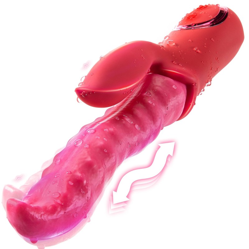Vibrator Adult Sex Toys Dildo - Deep Wriggle Prolonged Pleasure 10.43 in, Red