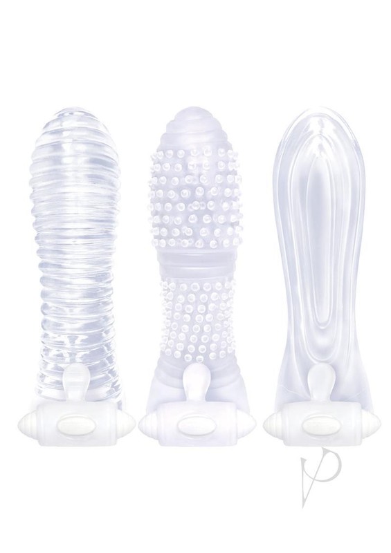 Vibrating Penis Sleeve Ribbed Erection Enhancer Cock Ring SET Vibe Sex Toys