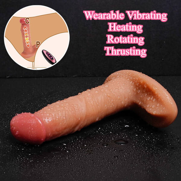 Telescopic Realistic Thrusting Dildo Vibrator Heated Sex Toys Massager for Women