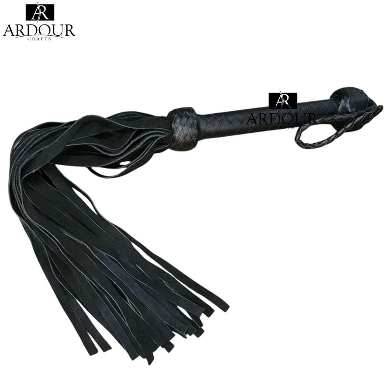 Premium Handmade Leather Flogger 25 Tails 18 Inch Braided Roleplay Gear adult gallery