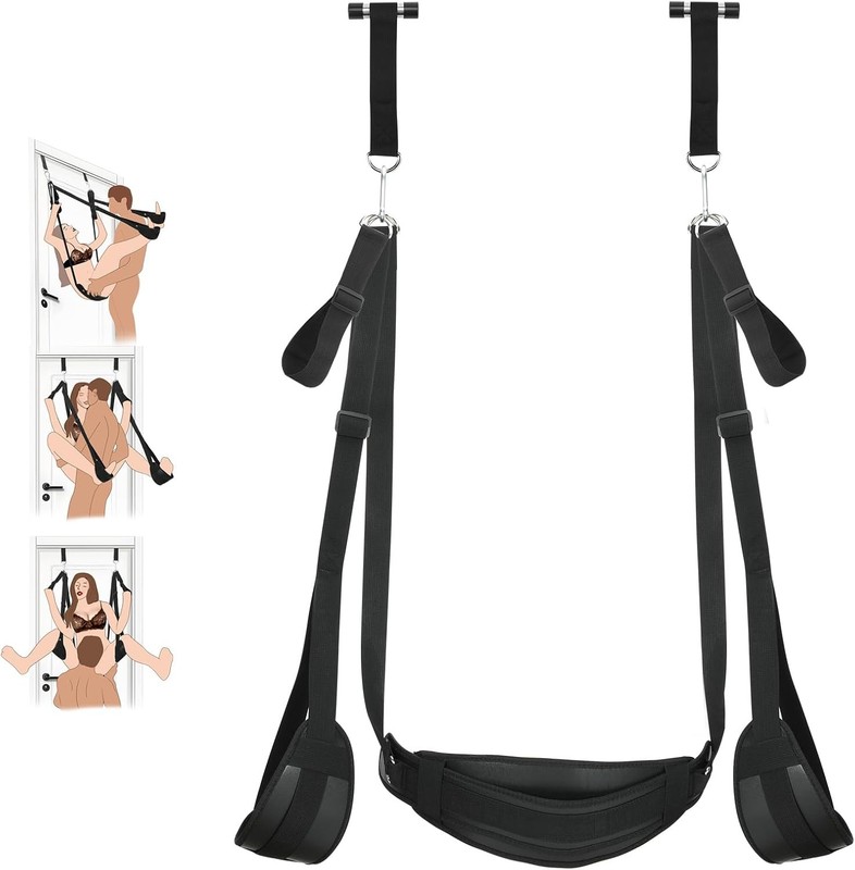 BDSM Door Sex Toys Sex Swing Bondage Slave Leather Soft Plush Sex Slings with Ad