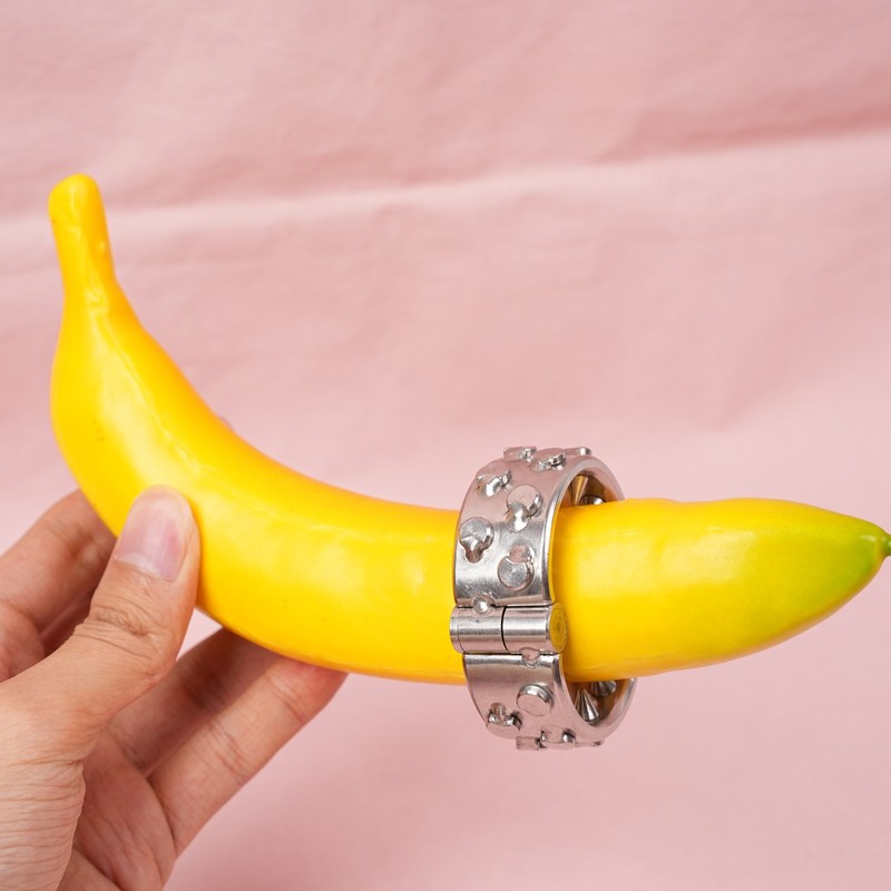 BDSM Penis Cock Ring Stainless Steel Stay Hard Penis Enhancer with Spike Sex Toy gallery