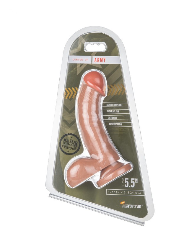 Major Dick Army Caramel Tan Realistic Dildo with Suction Cup Based, New