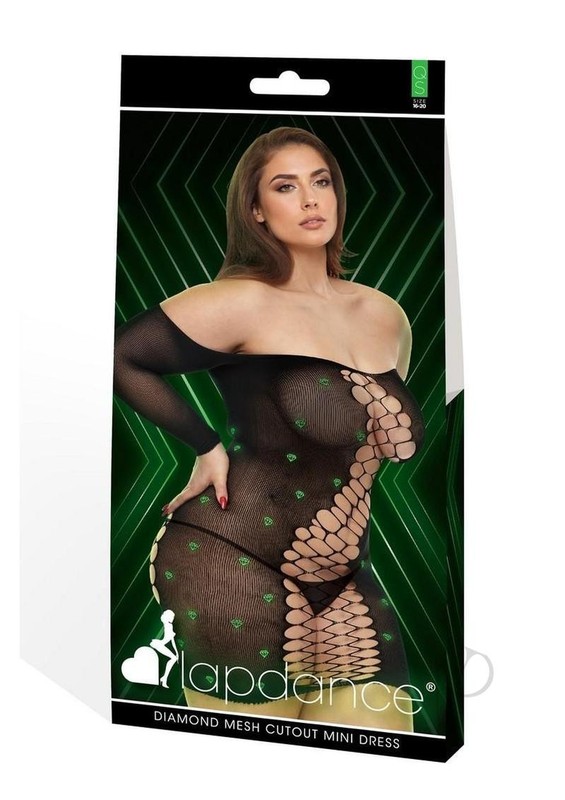 Lapdance Lingerie Diamond Mesh Cutout Minidress – Queen Size – Glow in the