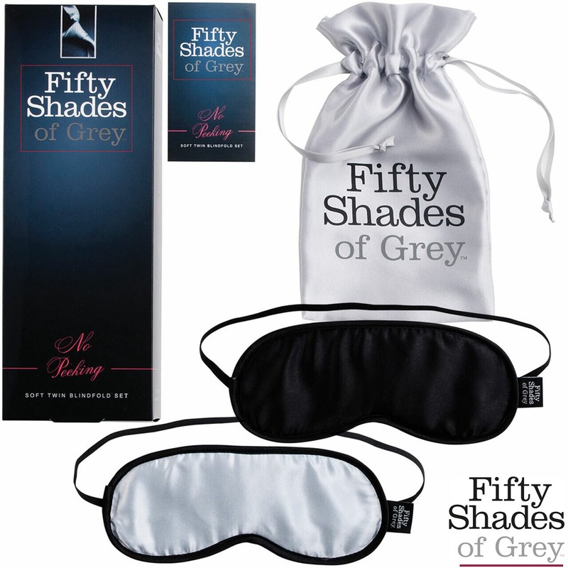 Fifty Shades of Grey No Peeking Soft Twin Blindfold Set Sleep Mask – Storage Bag