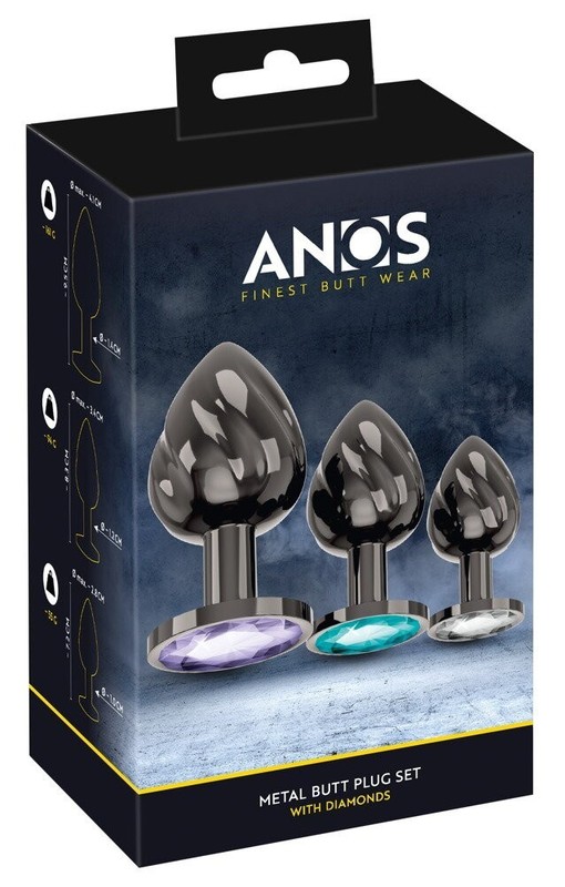 3 Butt Plug Metal Kit with Gem Anal Training Various Sizes and Weights gallery