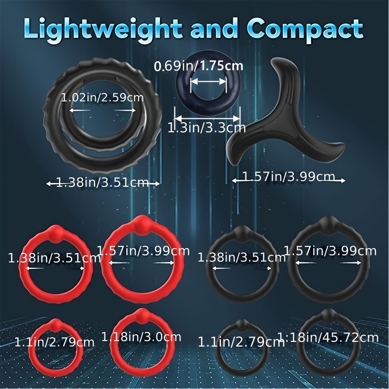 12PCS Cockring Set Silicone Erection Penis Ball Rings Adjustable Sex Toy For Men gallery