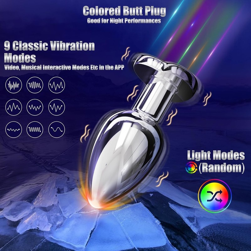 Vibrating Anal Plug Sex Toys - Light Up Butt Vibrator with 9 Vibrating Mode, Tra gallery
