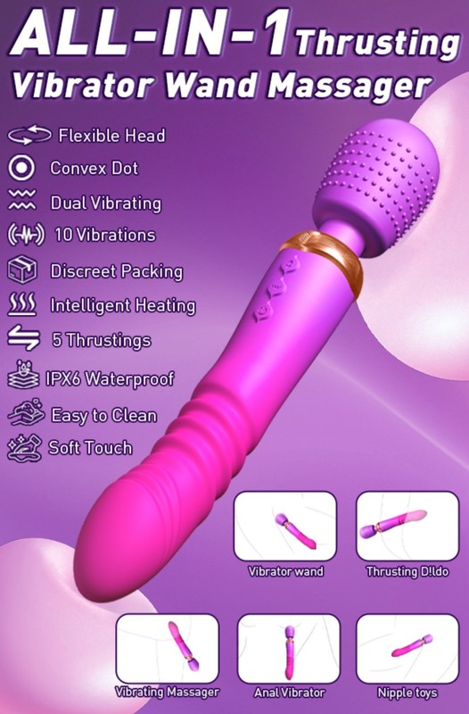 Thrusting Dildo G Spot Vibrator Wand Massager Womens Couples Sex Toys 10+5 Heat gallery
