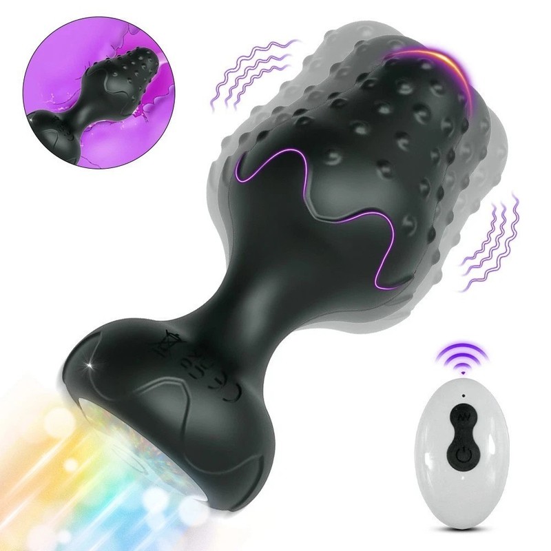 Vibrating Butt Plug Light Up Anal Toys, LED Lighted Anal Plug Sex Toy for Adult