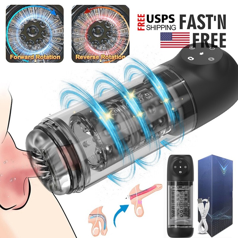 Automatic HandsFree Sucking Cup Male Masturbaters Rotating Stroker Men Sex Toy