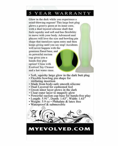 Evolved Luminous Anal butt plug Large - Green Glow in the Dark Silicone gallery