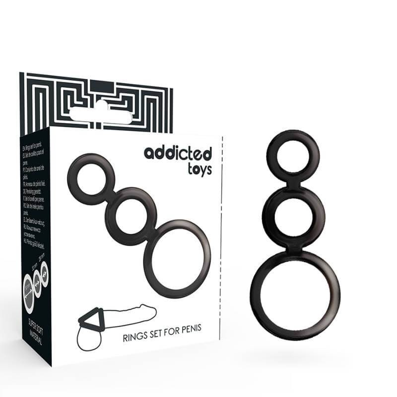 Addicted Toys – Black Silicone Phallic Ring Set
