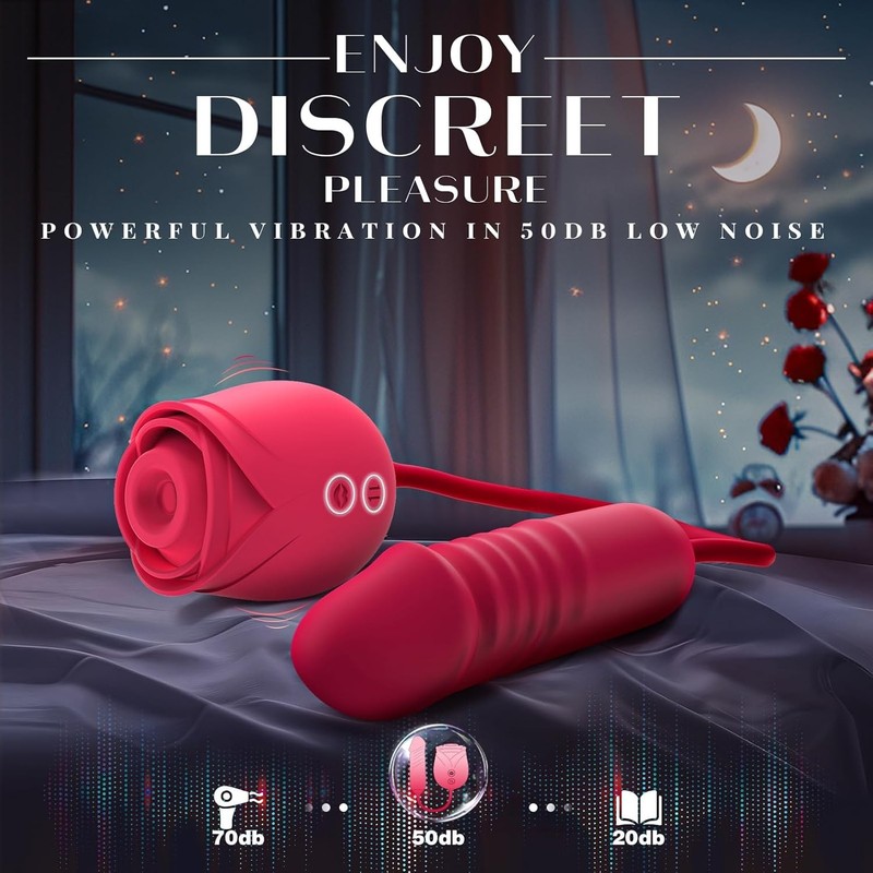 Waterproof Rose Dildo with Thrusting & Sucking - Perfect for Solo & Partner Play gallery